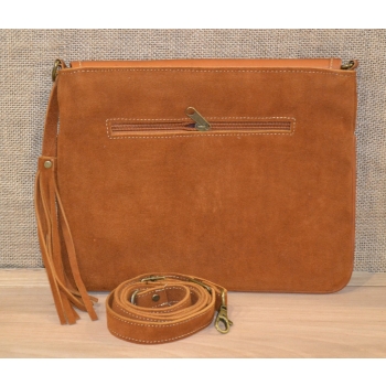 Torebka ze skóry etno w brązowym kolorze  z koralikami mullo .